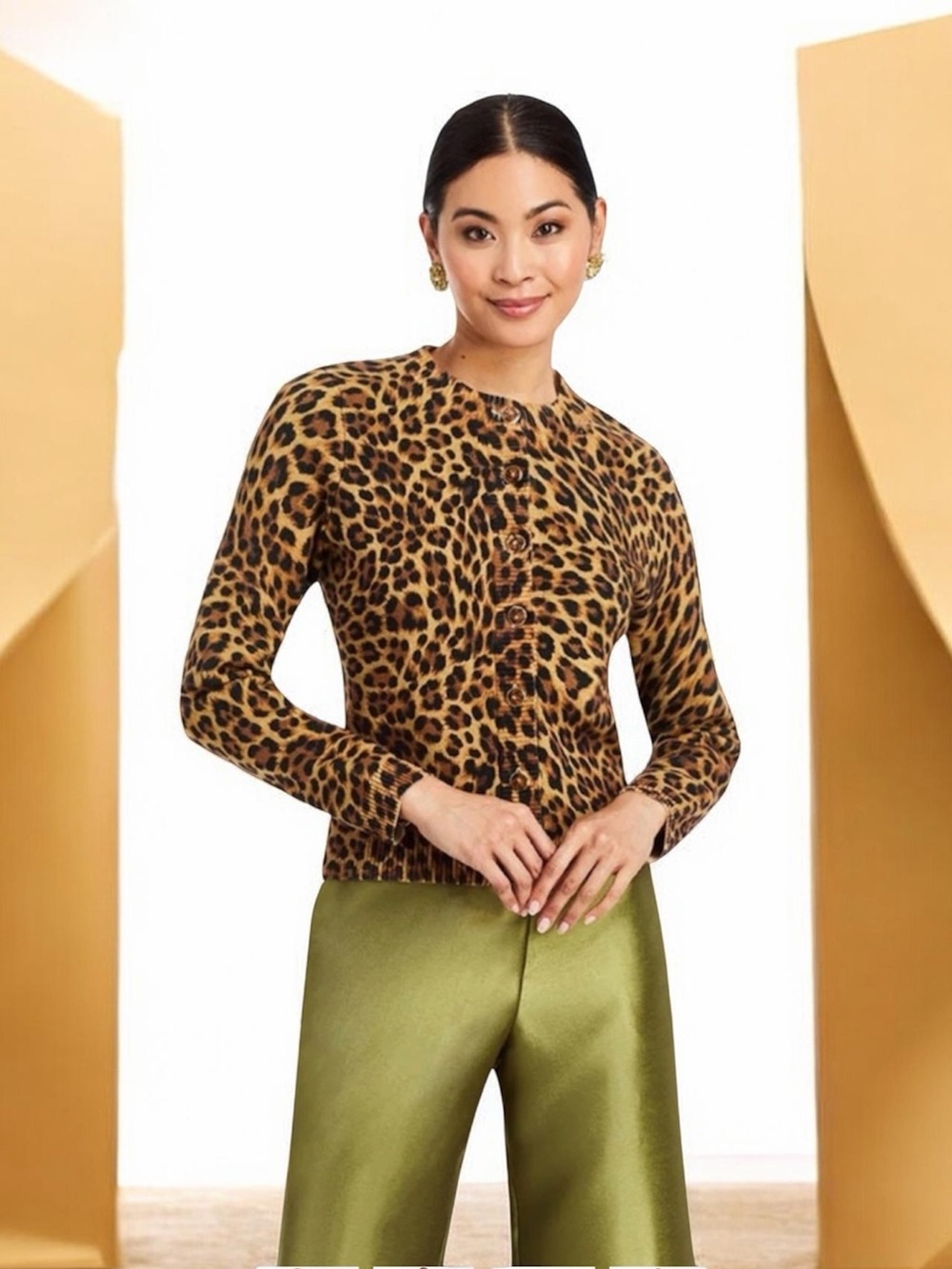 Mestiza New York Isabel Leopard Brown Cardigan Sz XL Button Front NWT
